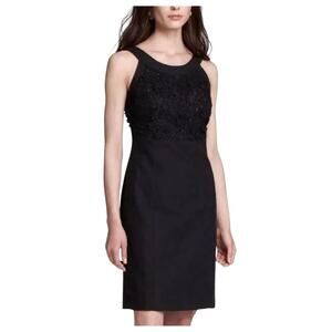 Anthropologie Postmark Oleander Black Floral Overlay Shift Dress Linen Blend 4